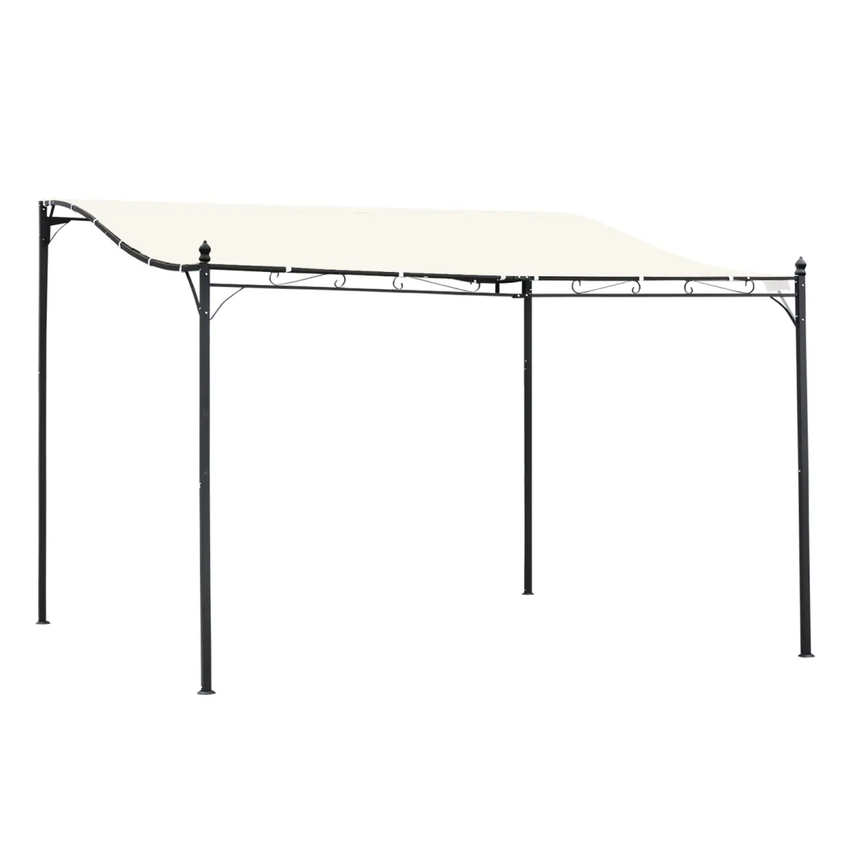 10' x 13' Steel Outdoor Pergola Gazebo, Patio Canopy with Weather-Resistant Fabric and Drainage Holes for Backyard, Deck, Garden, Cream White