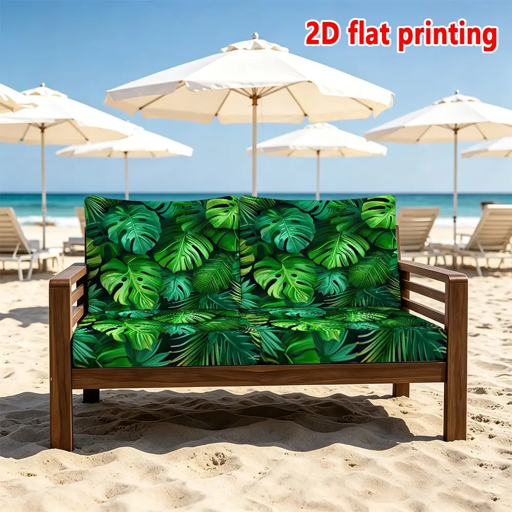 1/2/8/10/12 PCS Tropical Monstera Palm Leaf Print Cushion Covers, 2D Flat Print, Washable Indoor & Outdoor Seat Covers, Patio Cushion Covers