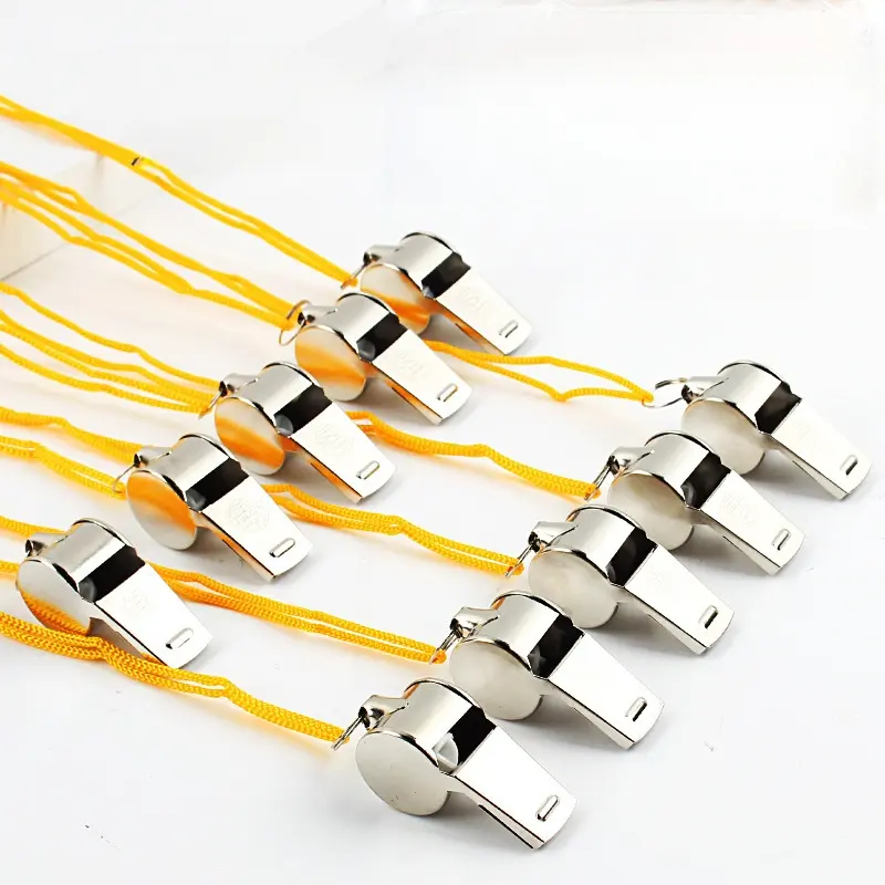 Wholesale lanyard metal whistles, referee whistles, emergency life-saving edge-wrapped whistles for sports meets