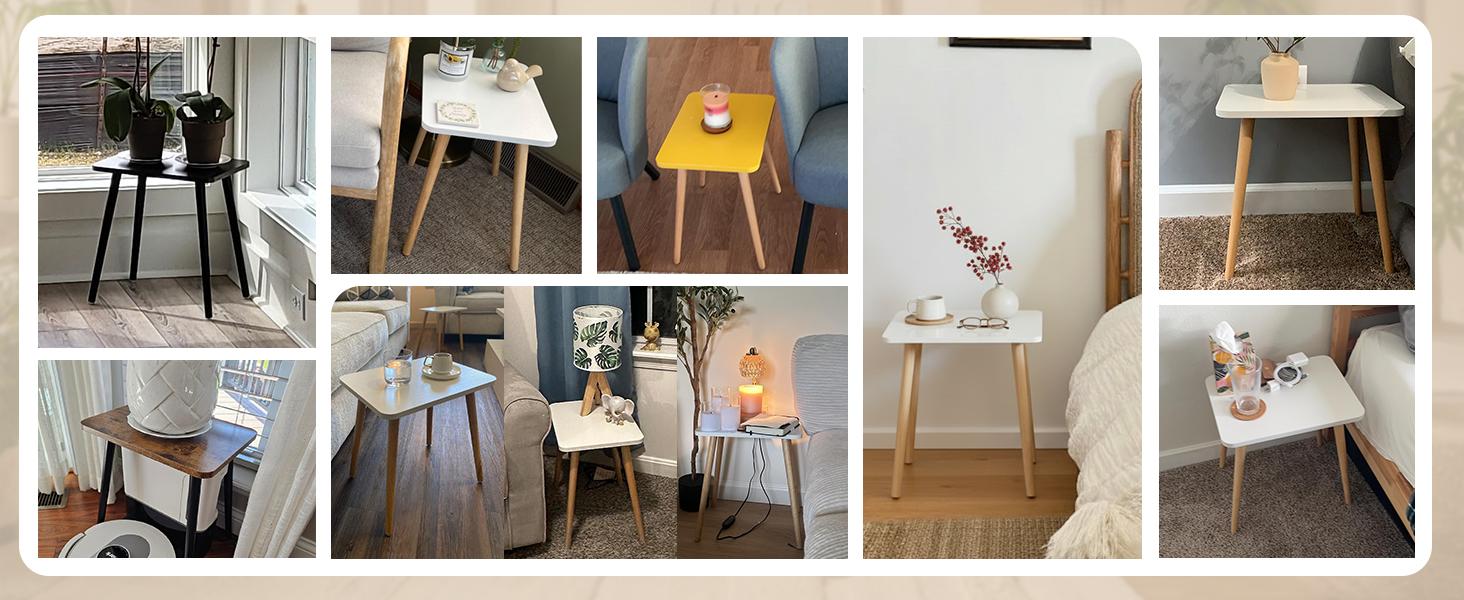 Small Side Table, Modern Wood Mini Coffee Table, Easy Assembly Compact End Table for Living Room Bedroom Sofa, Minimalist White Accent Furniture for Small Spaces