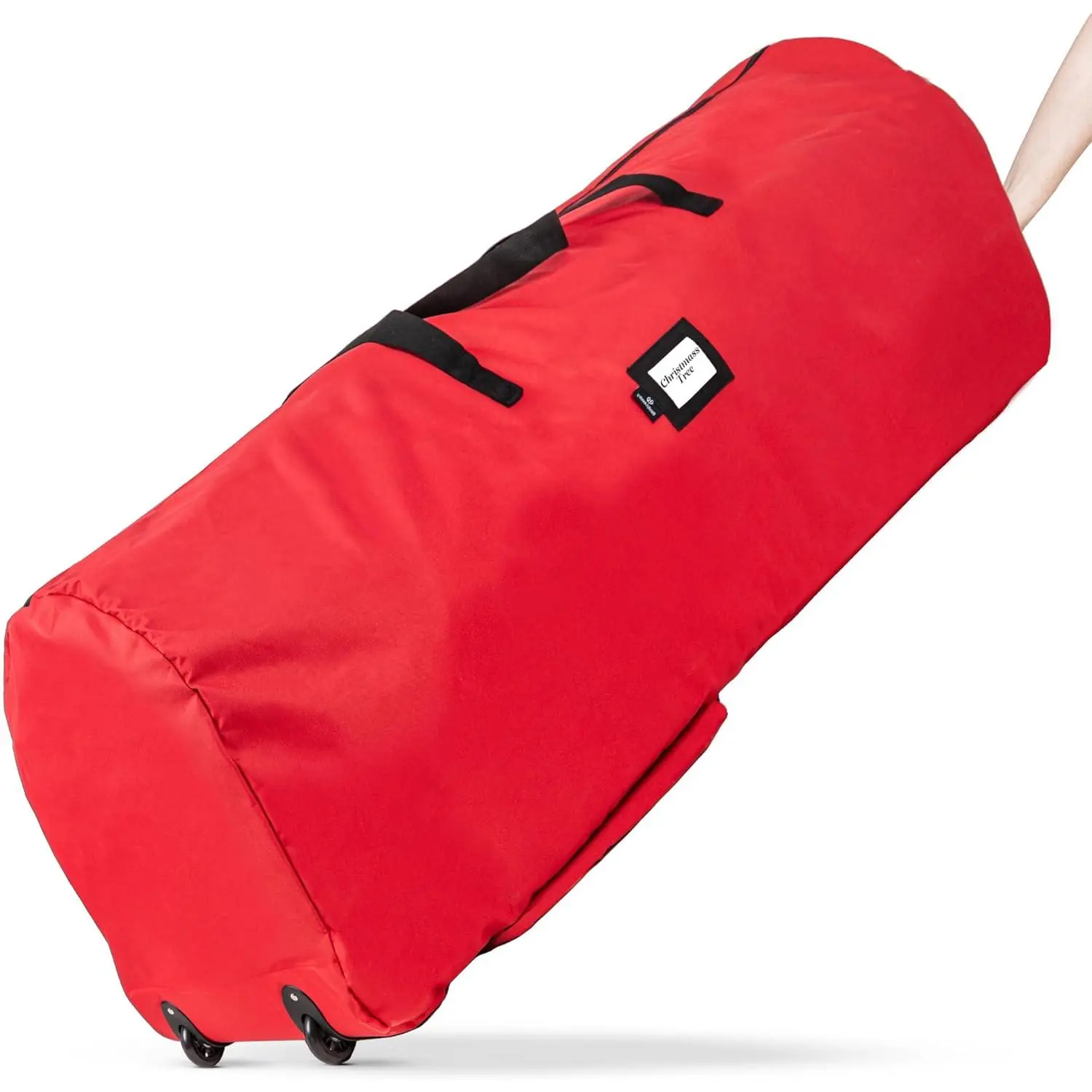 Christmas Tree Storage Bag with Wheels – Fits 7.5 ft Artificial Tree, Heavy Duty Holiday Storage Container, Zippered, Reinforced Handles, Exterior Pockets, Red