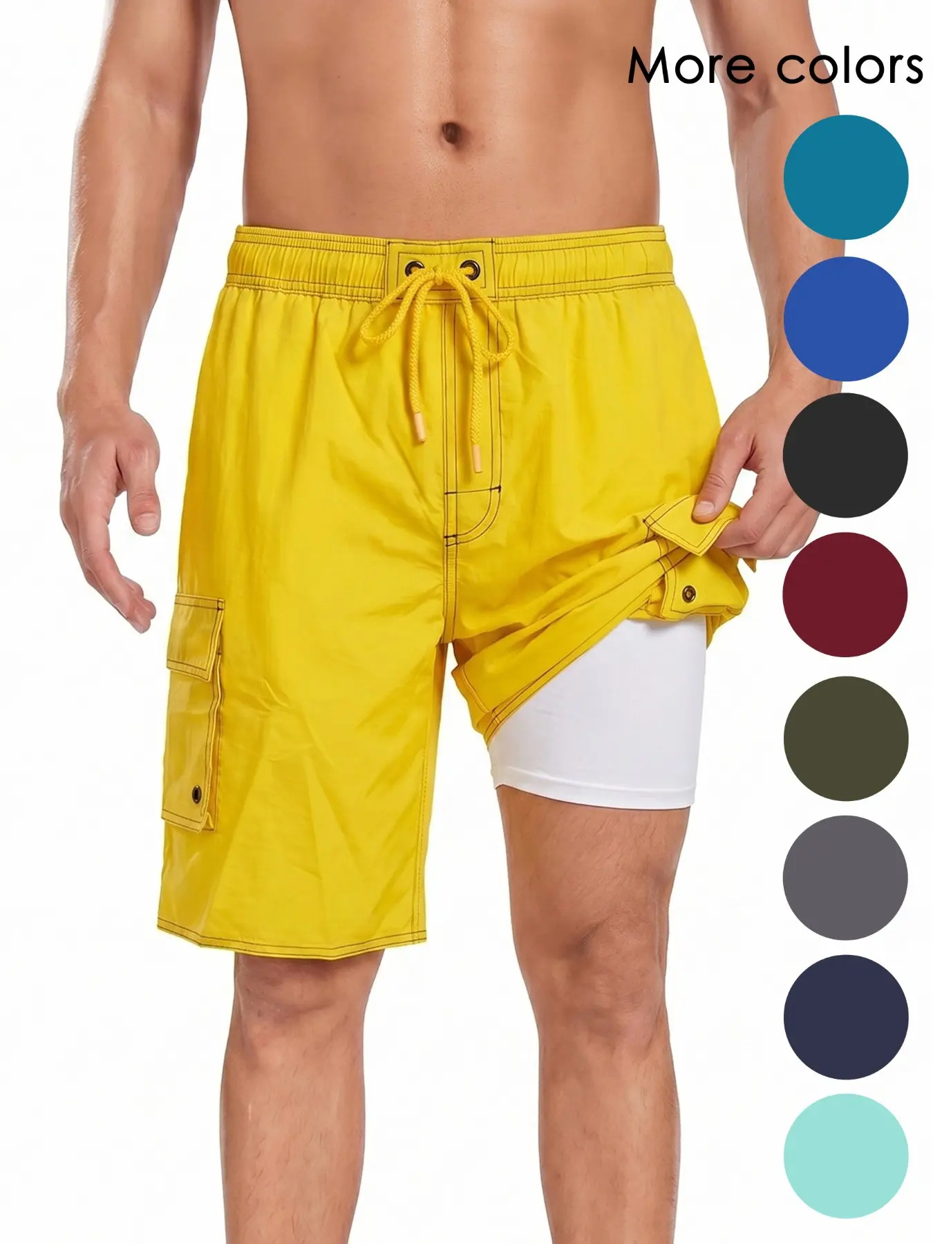 Men's 2-In-1 Quick-Dry Shorts, Compression Lining, Swim Trunks, Workwear, Beach Pants, Gym Shorts, Gym, Pool, Vacation