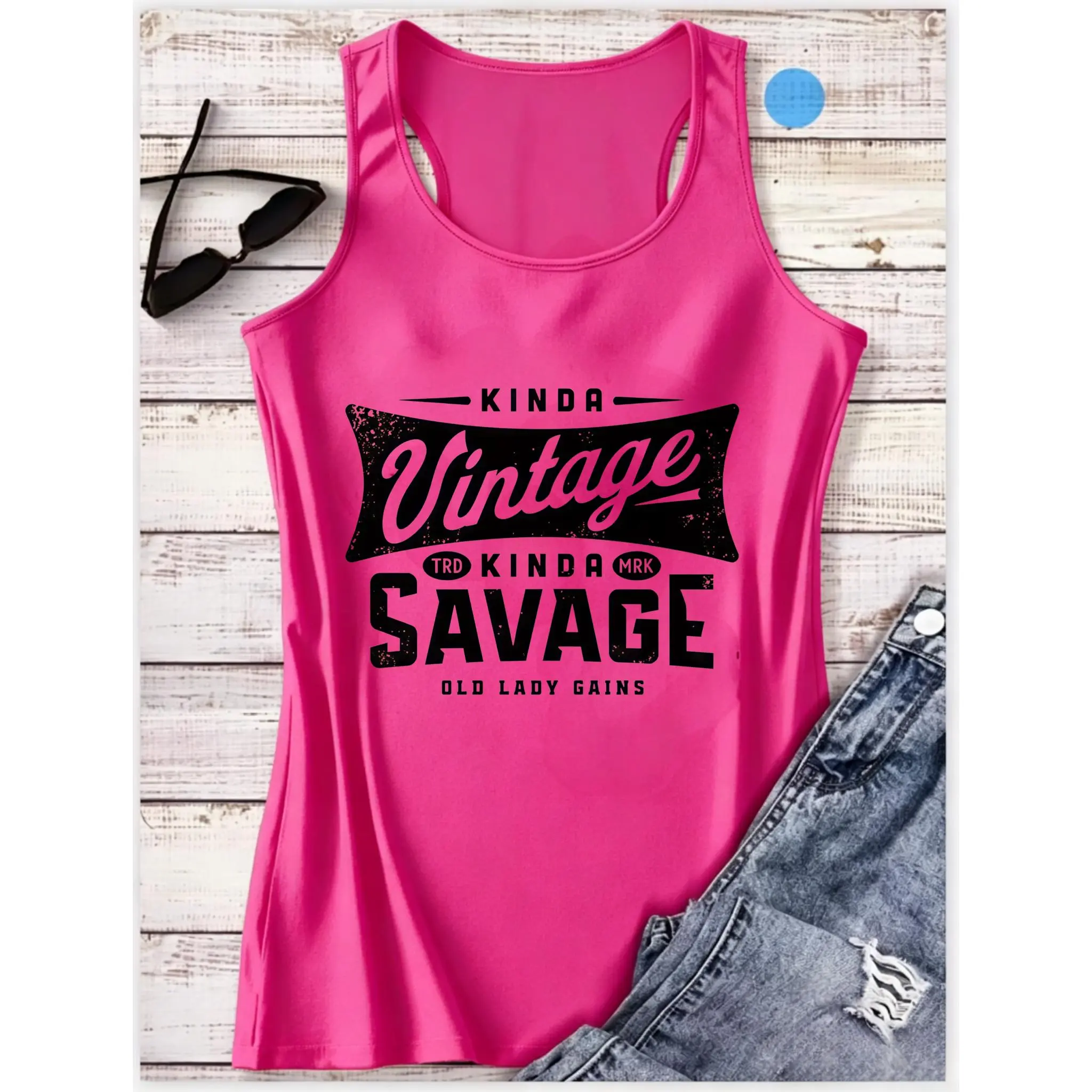 Kinda Vintage Kinda Savage Old Lady Gains Women's Cotton Tank Top