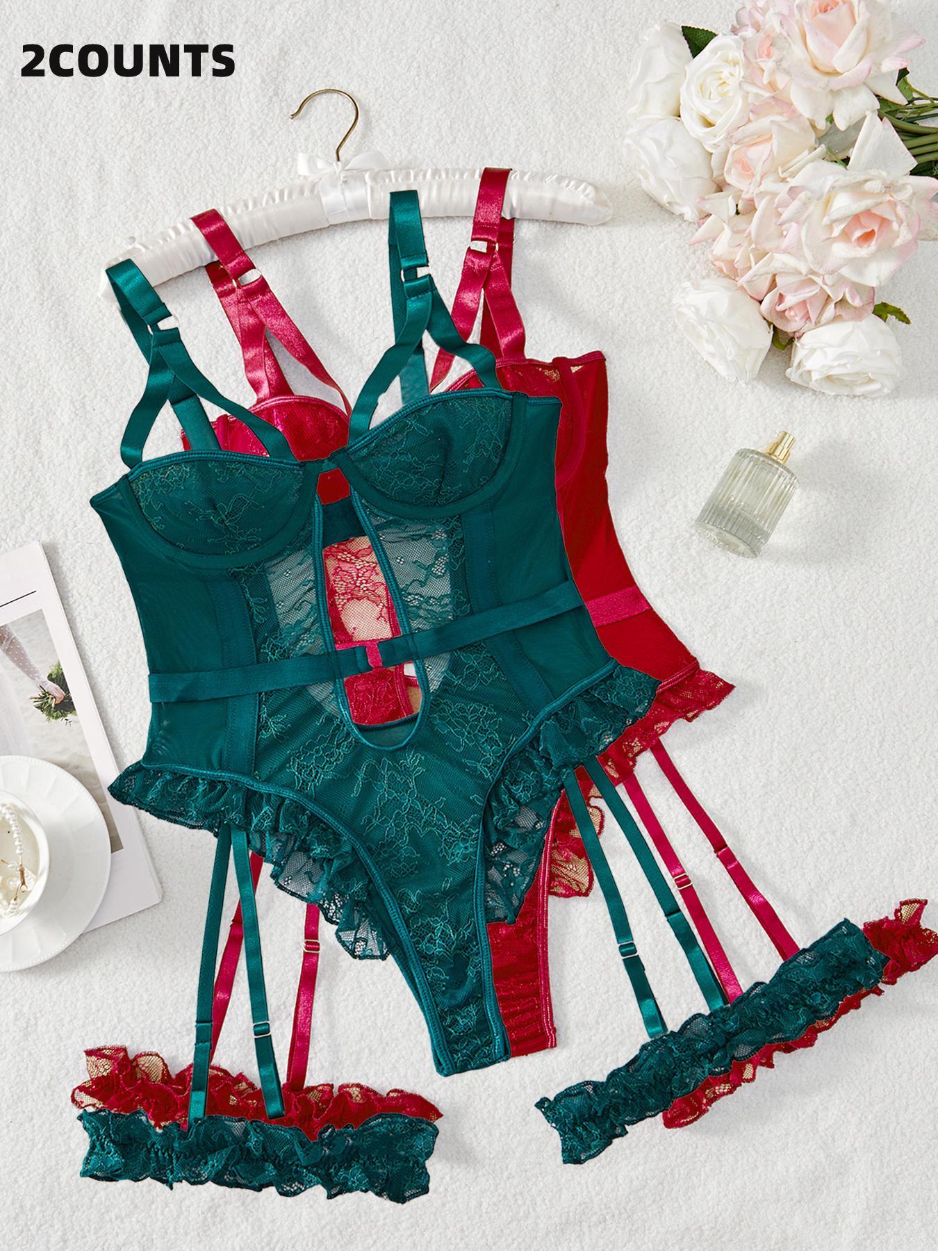 Christmas Sexy Embroidered Lingerie Set, High-Quality Comfortable Transparent Bra, Slim-Fit Adjustable Straps, All Seasons Wear, Lace Lingerie Set, Lace Underwear Set
