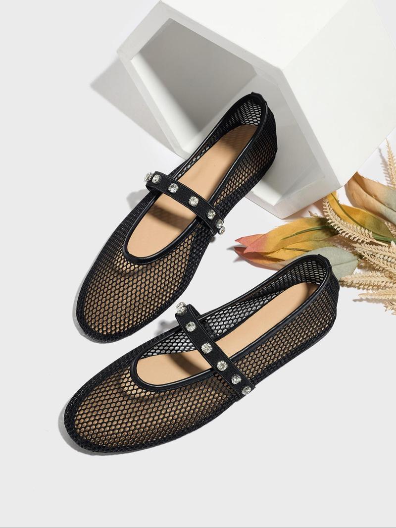 Women's Fashionable Mesh Decorated Flat Sandals, Casual Comfortable Slip on Sandals for Summer, Lightweight Breathable Shoes for Daily Wear, Elegant Minimalist Sandals