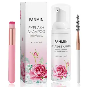 Eyelash Extension Cleanser 60ml with Mascara Wand & Brush, Paraben & Sulfate Free Eyelid Foaming Lash Wash Makeup Remover for Salon & Home Use
