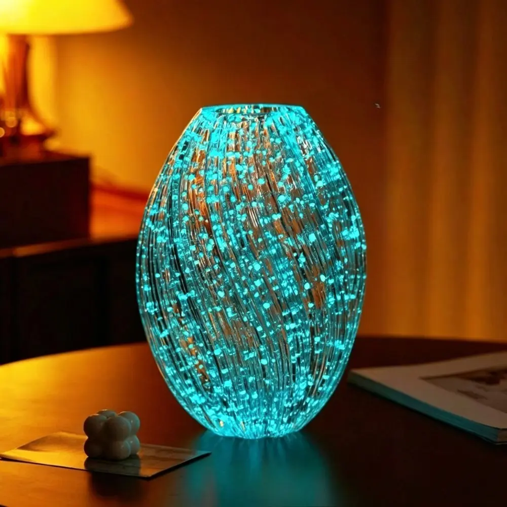 New Pattern Luminous Glass Vase Creative Luminescent Maltose Sugar Vase Creative Simple Guest Restaurant Vase Flower Arrangement Decoration Ornament