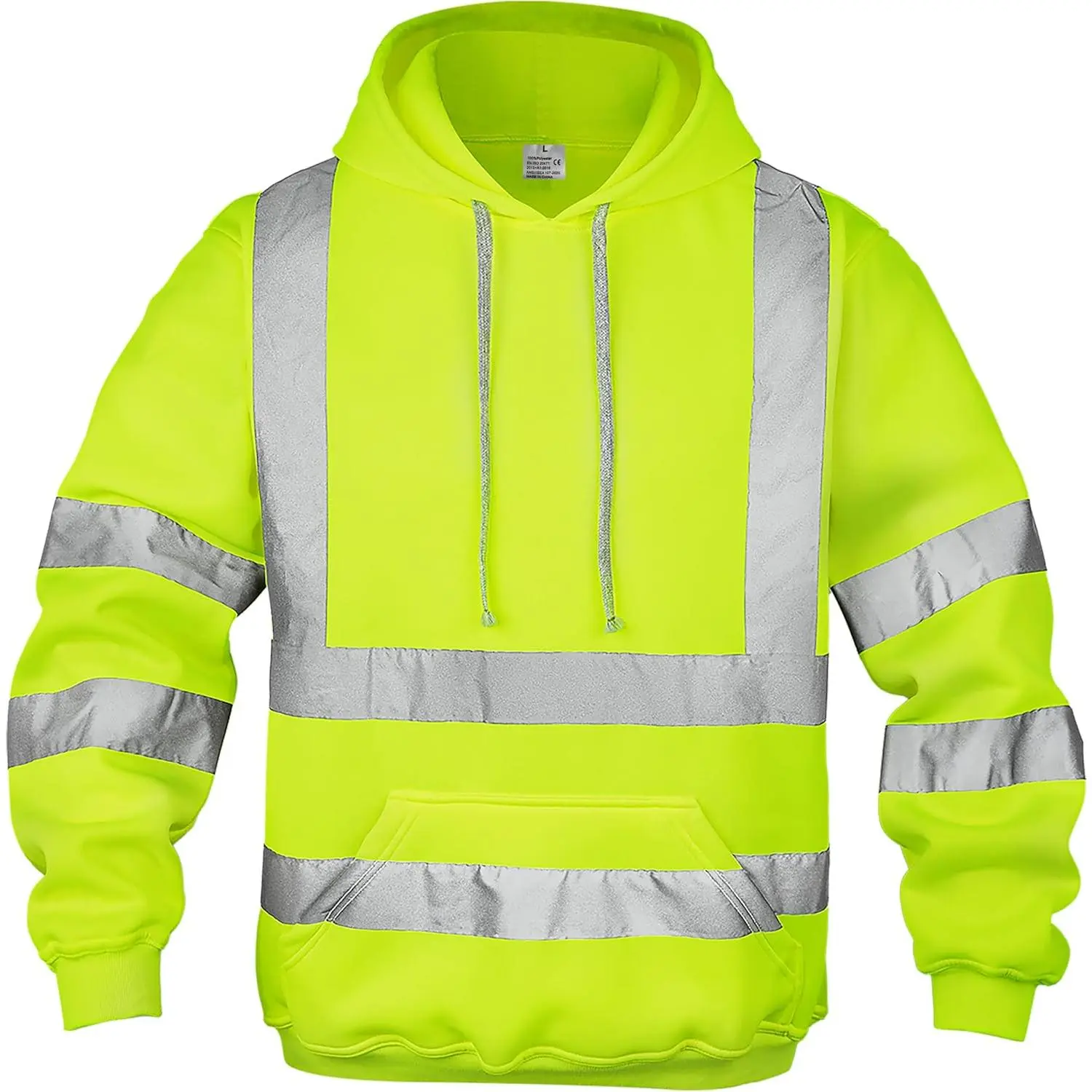 Class 3 Hi Vis Reflective Hoodie for Men Construction Work | Reflective pullover sweatshirt with Pockets,Fleece Breathable Fabric