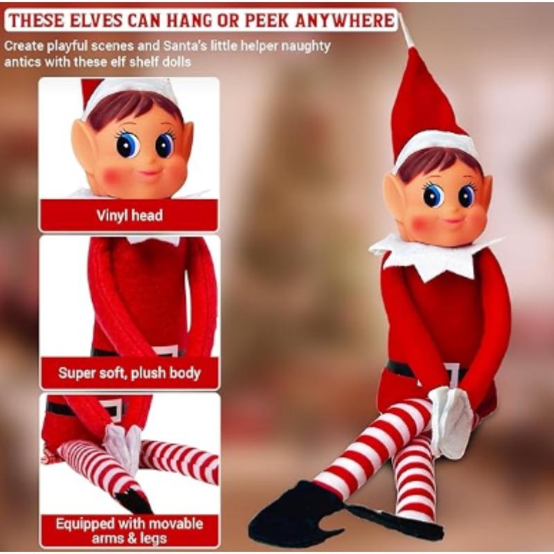 Christmas Elf Behaving Badly Plush Toy | Novelty Long Bendy Naughty Boy Christmas Elves Doll | 12 Inches