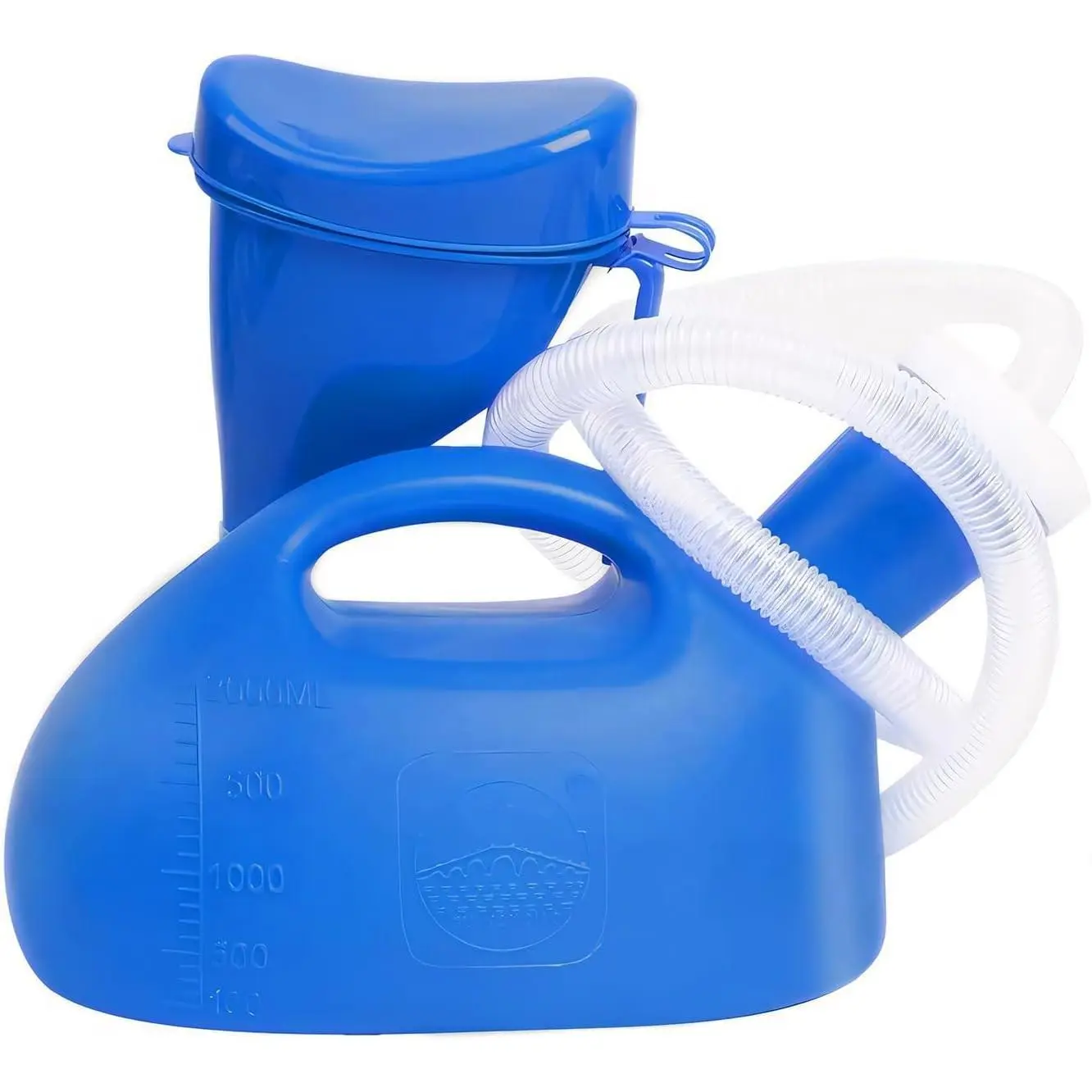OOCOME Portable Urinal Bottle for Women, 2000ml Spill-Proof Bedside Urinal with Long Hose for Travel Camping Use (Blue)