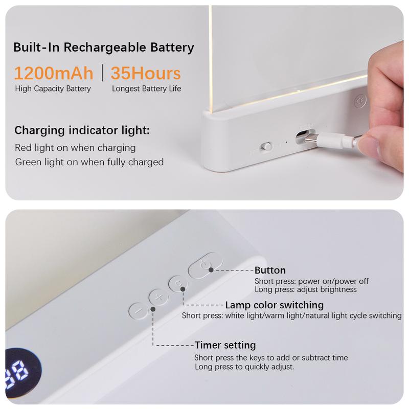 SHENZHI TECH Portable LED Reading Light, USB Rechargeable Dimmable Eye Protective Book Light, Suitable for Students, Adjustable Leds
