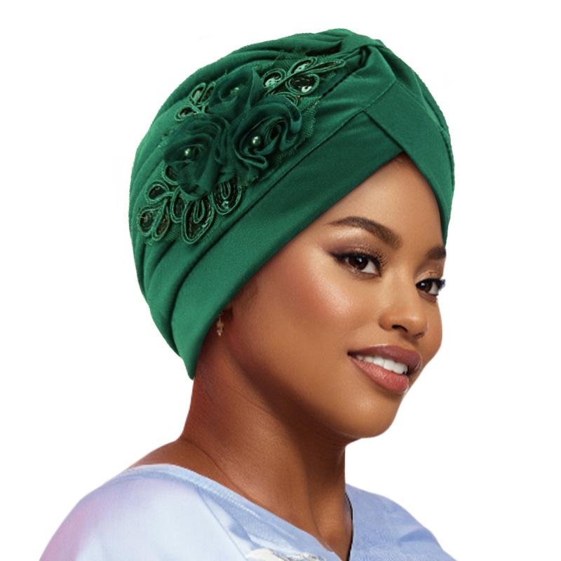 Sequined Pleated Turban Hat, Ethnic Indian Headwear & Hair Accessory