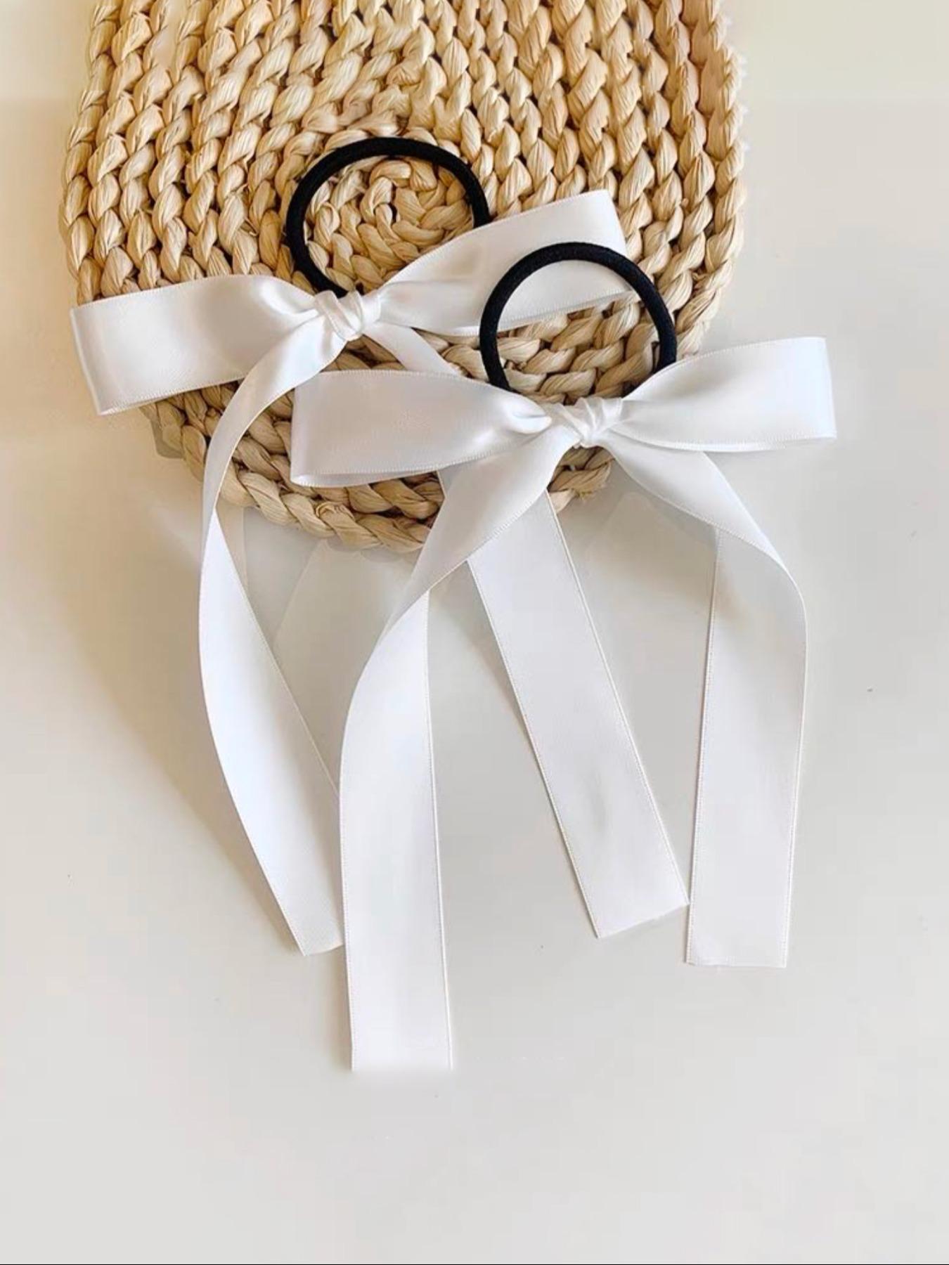 2counts Women's Cute Trendy Bowknot Decorated Hair Tie, Elegant High Stretch Elastic Hair Accessory Ponytail Holder, Fashionable Hair Accessories For Daily & Party Decoration