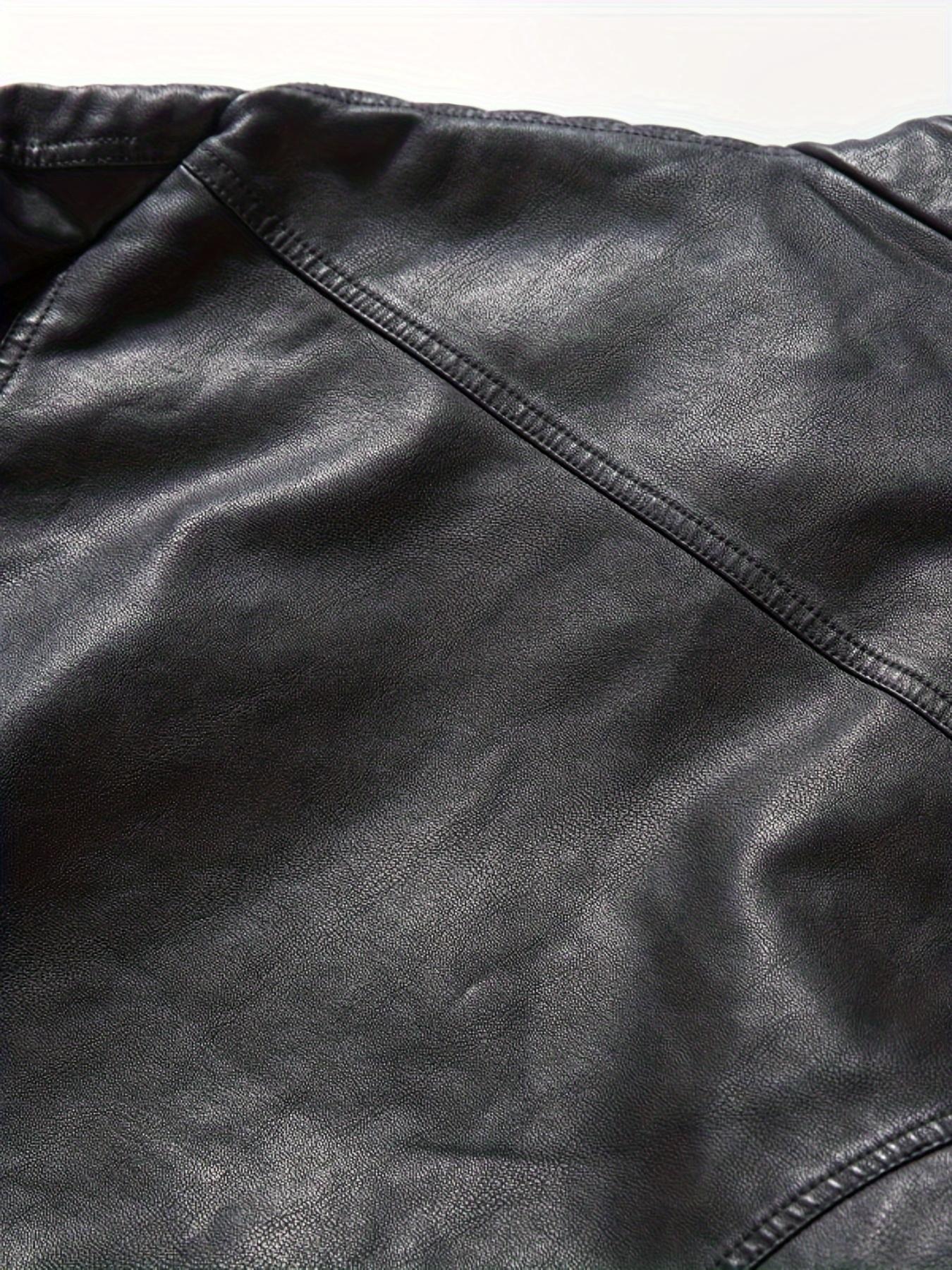 Men's casual jacket stand-up collar motorcycle top Long Sleeve Leather Bomber Menswear Coats Beige Plain Collared