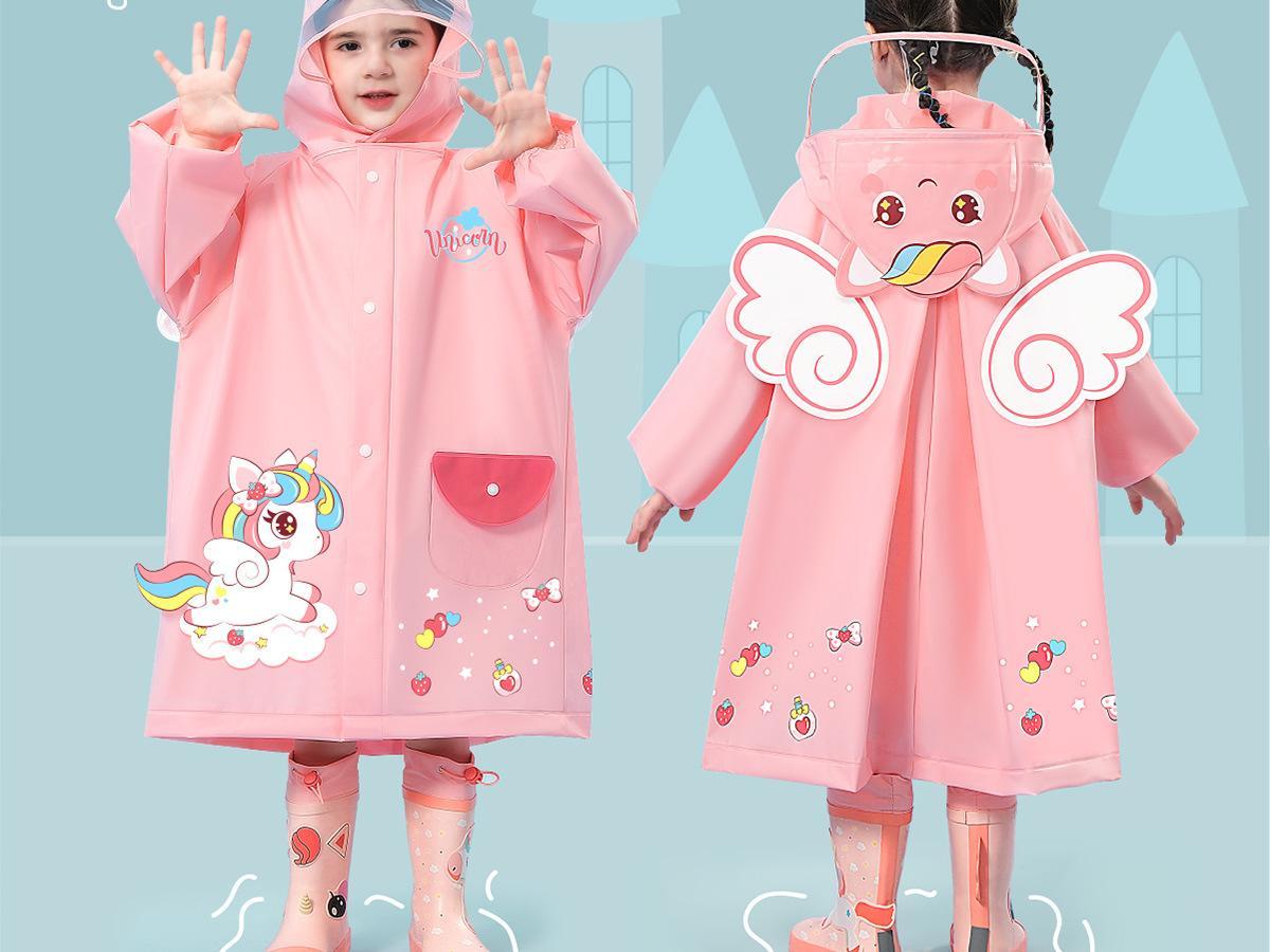 Children's Raincoat Girls Boys Kindergarten Preschool Elementary School Preschool Backpack Location Waterproof Raincoat for Kids