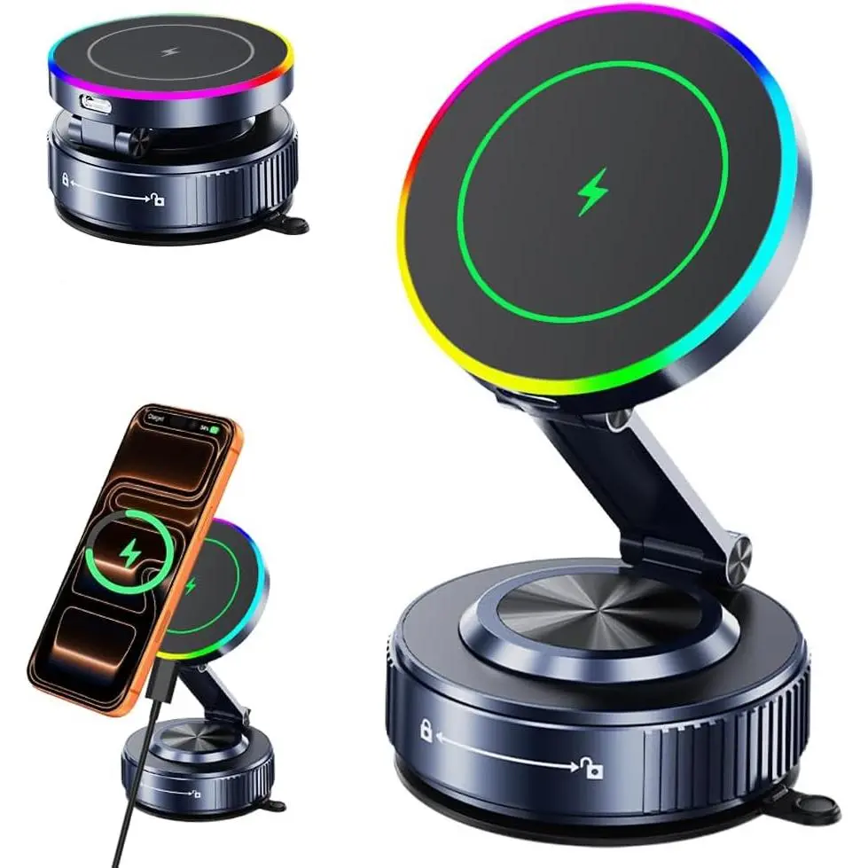 for MagSafe  Mount Charger,15W  Charge,Phone Holder for Your  | [120+LBS  Suction & 3000gf ] 360° Adjustable  Phone Holder for  17 16 15 14 13 12 Pro Max Air Plus