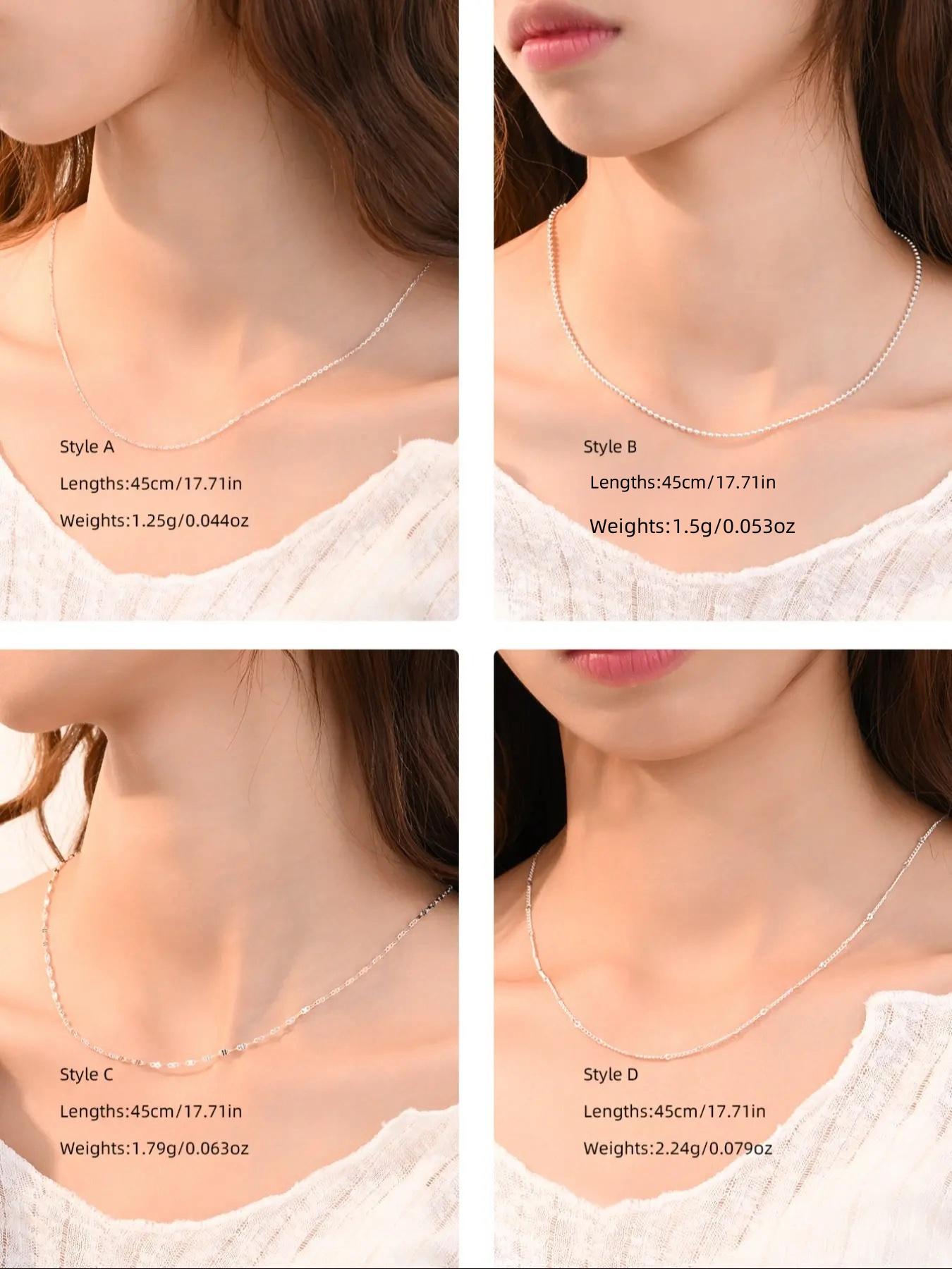 S999 Sterling Silver Women's Elegant Chain Necklace, Exquisite Trendy Chain Necklace, Chic Gorgeous Jewelry As Gift for Girlfriend