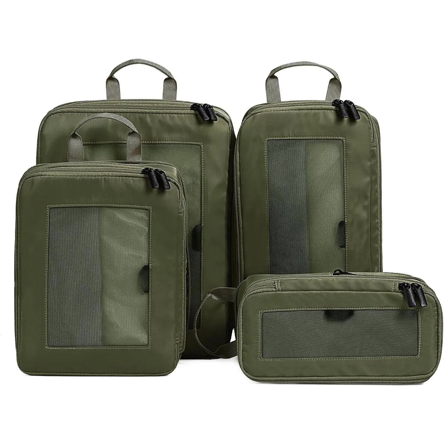 TripCozy Compression Packing Cubes, 4 Set, Olive Green | Durable Expandable Travel Organizer Bags with Mesh Tops for Space-Saving Storage of Clothes & Accessories in Luggage