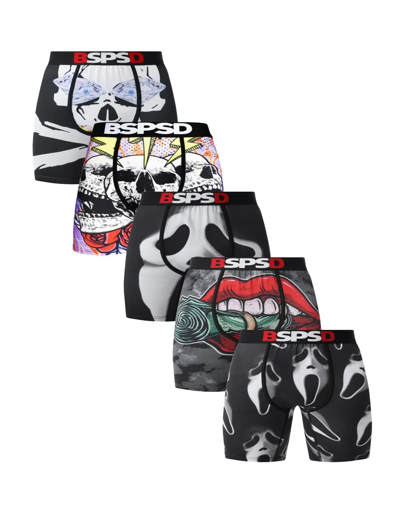 Men's Breathable Comfort Long Crotch Boxers Briefs, 5-Pack, Fashion Print, Ideal for Swimming and Sports, Soft Fabric for Ultimate Breathability, Soft Comfy Brief, Breathable Underwear Briefs