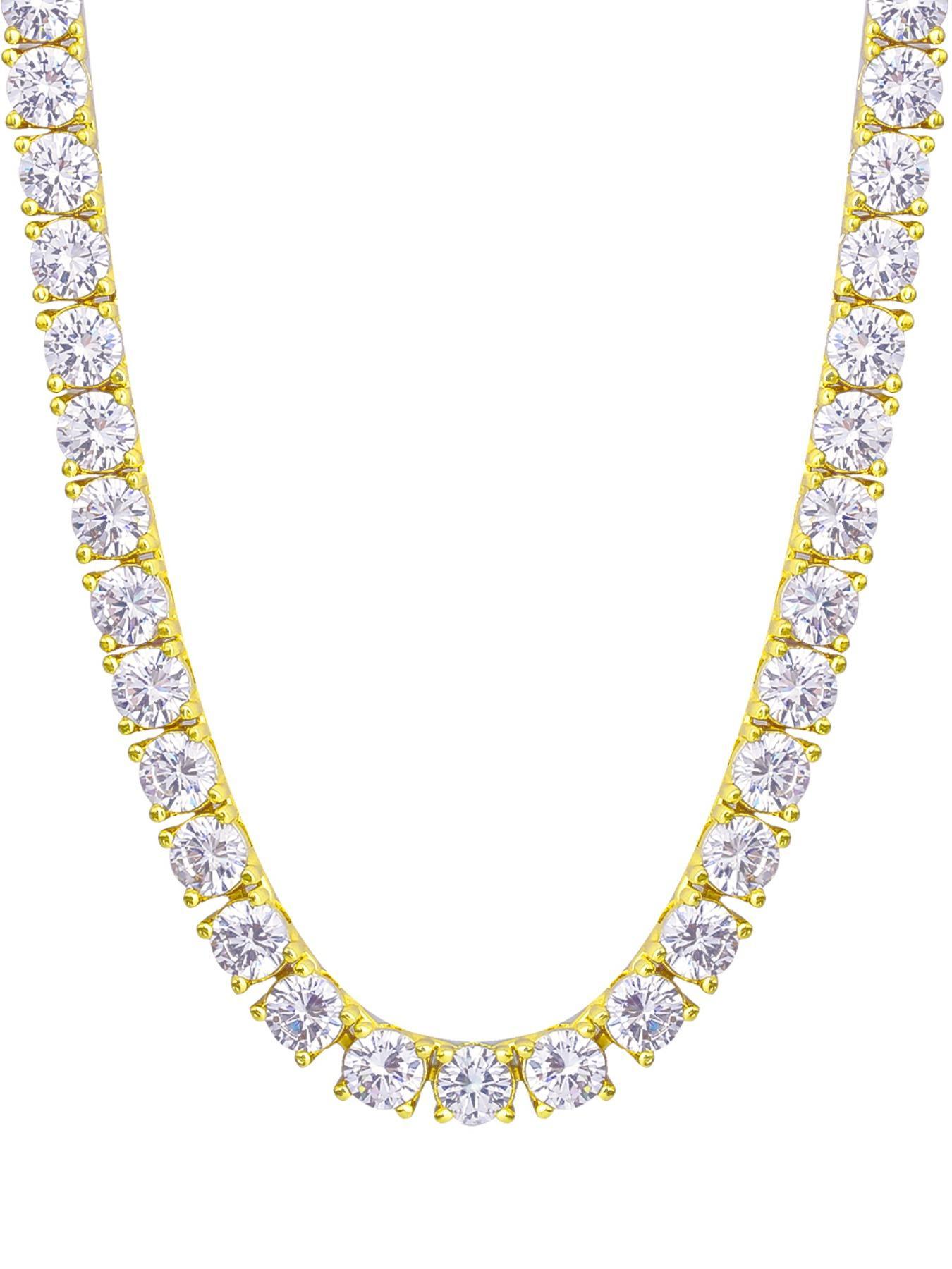 Rhinestone Decorated Tennis Chain Necklace, Hip Hop Necklace for Party, Daily Clothing Decor, Elegant Rhinestone Necklace, Trendy All-match & Exquisite Jewelry for Birthday Gift, Cuban Link Chain