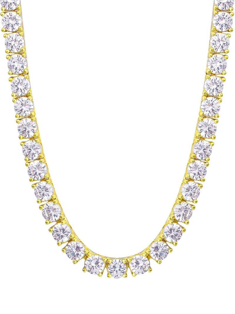 Rhinestone Decorated Tennis Chain Necklace, Hip Hop Necklace for Party, Daily Clothing Decor, Trendy All-match & Exquisite Jewelry for Birthday Gift, Cuban Link Chain