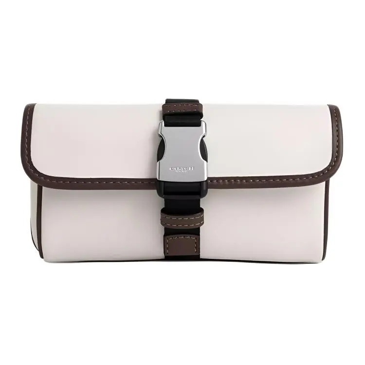 COACH Racer 18 Handbag for Women – Silver-Tone Metal Clasp, Smooth Calfskin, Chalk Color