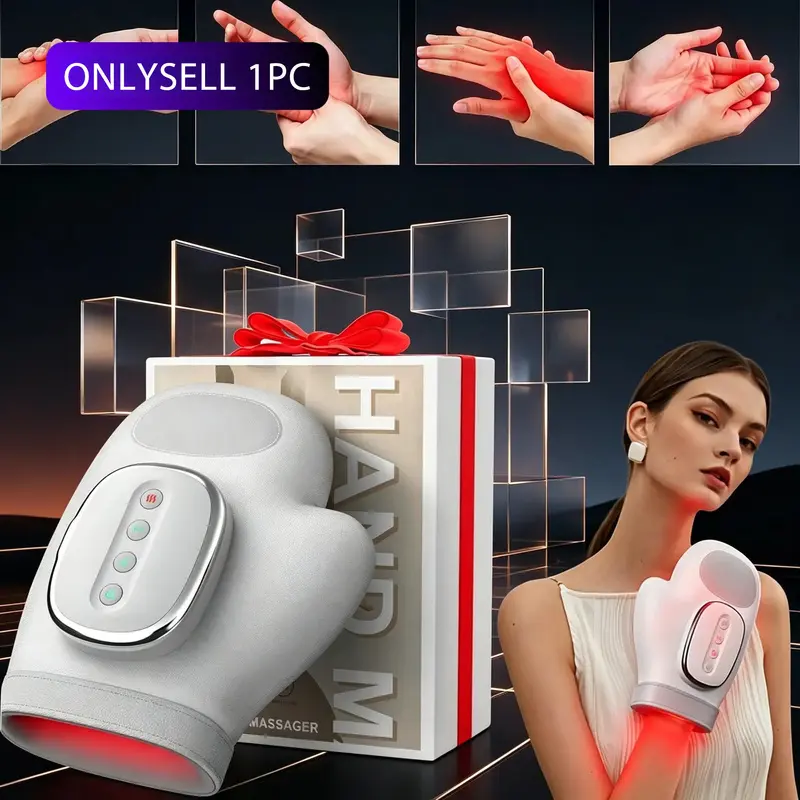 Portable Hand Massager with Heating and Compression, 3 Modes, USB Rechargeable Wireless Design, Perfect for Relieving Wrist and Finger Numbness, Holiday Gift