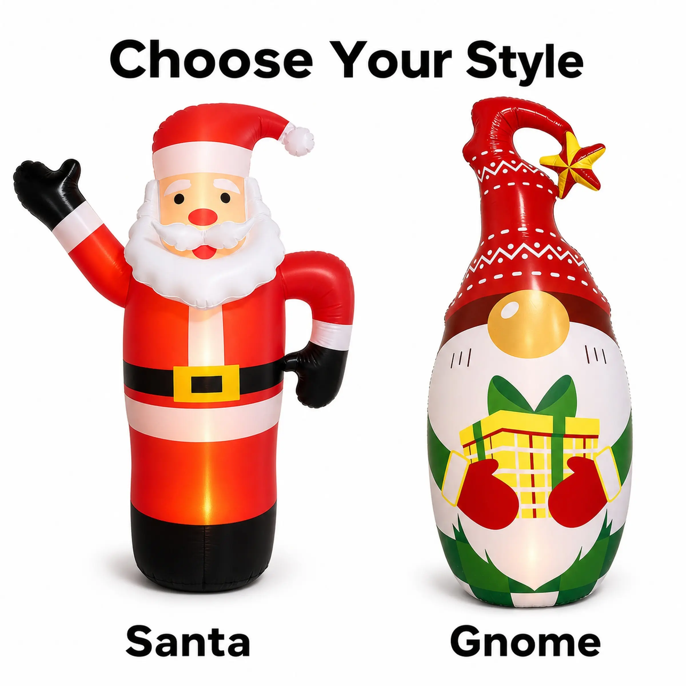 PVC Inflatable Christmas Toppler Decoration, LED Lighted Santa Claus Dwarf Statue, Outdoor Garden Party Decor, Holiday Atmosphere Setup