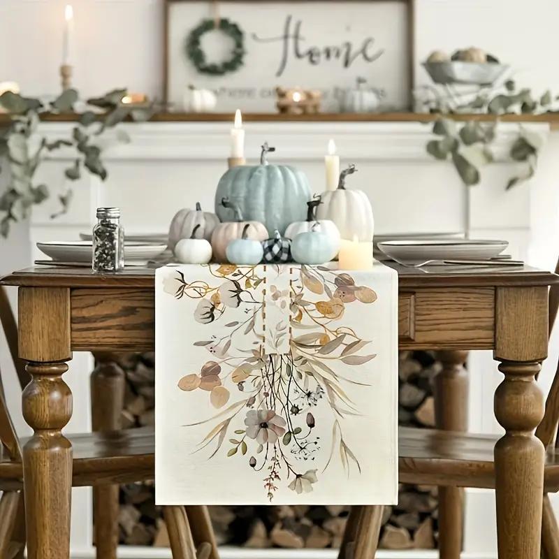 Floral Pattern Table Runner, Durable Polyester Household Decorative Tablecloth, Table Decoration Supplies for Home Kitchen Dining Room, Add Elegance, Add Charm