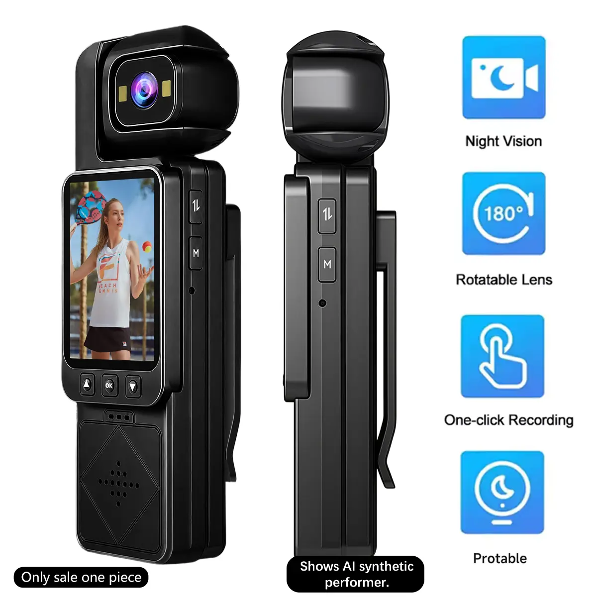 Body Camera 1080P HD Wearable Pocket Camcorder Action Camera with 180° Rotating Lens & IR Night Vision,  6X Digital Zoom& WiFi，Portable Video Recorder for Vlogging Travel Outdoor Sports Hiking, Best Father's Day Gift for Men