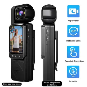 Body Camera 1080P HD Wearable Pocket Camcorder Action Camera with 180° Rotating Lens & IR Night Vision,  6X Digital Zoom& WiFi，Portable Video Recorder for Vlogging Travel Outdoor Sports Hiking, Best Father's Day Gift for Men
