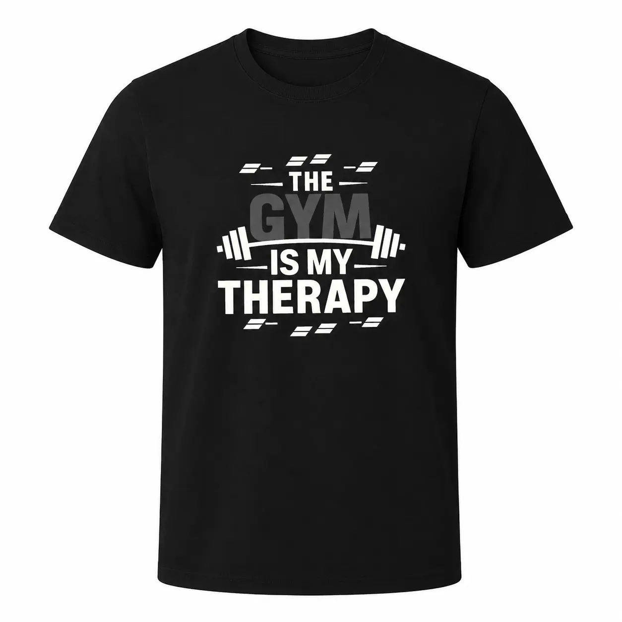 Men's Gym Motivational Graphic T-Shirt - "The Gym Is My Relax" Workout Tee with Barbell Design,  Breathable  Blend,  Regular Fit Round Neck Casual Sports Top for Fitness & Casual Attire,  Gym Shirts,  Sporty Look,  Knit Fabric
