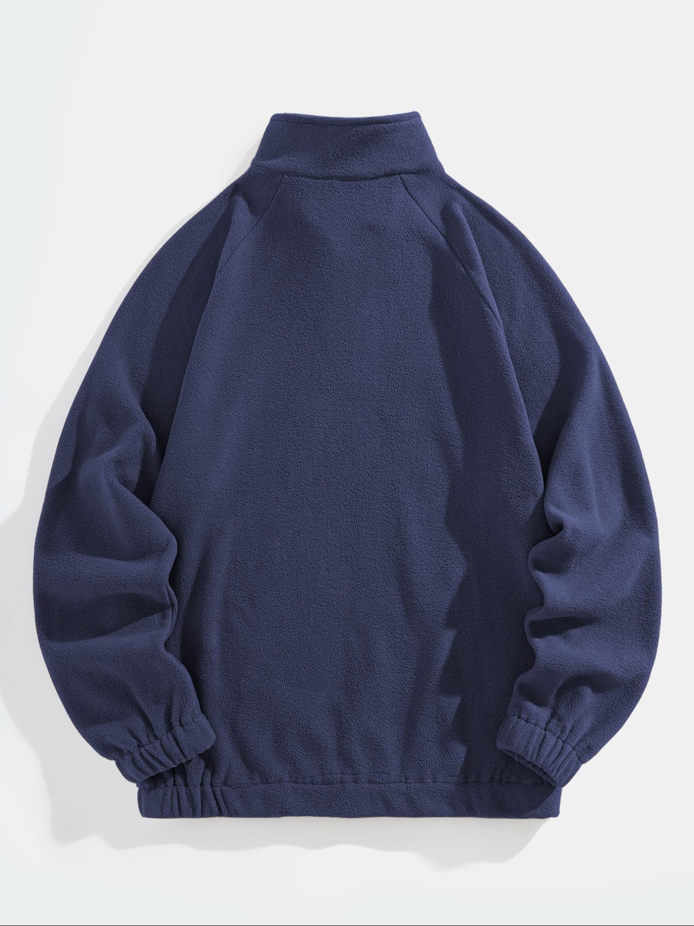 Men's Landscape & Letter Print Zip Front Fleece Sweatshirt, Loose Casual Raglan Sleeve Stand Collar Pullover for Fall & Winter, Men's Clothes for Daily Wear, Winter Fashion Clothing