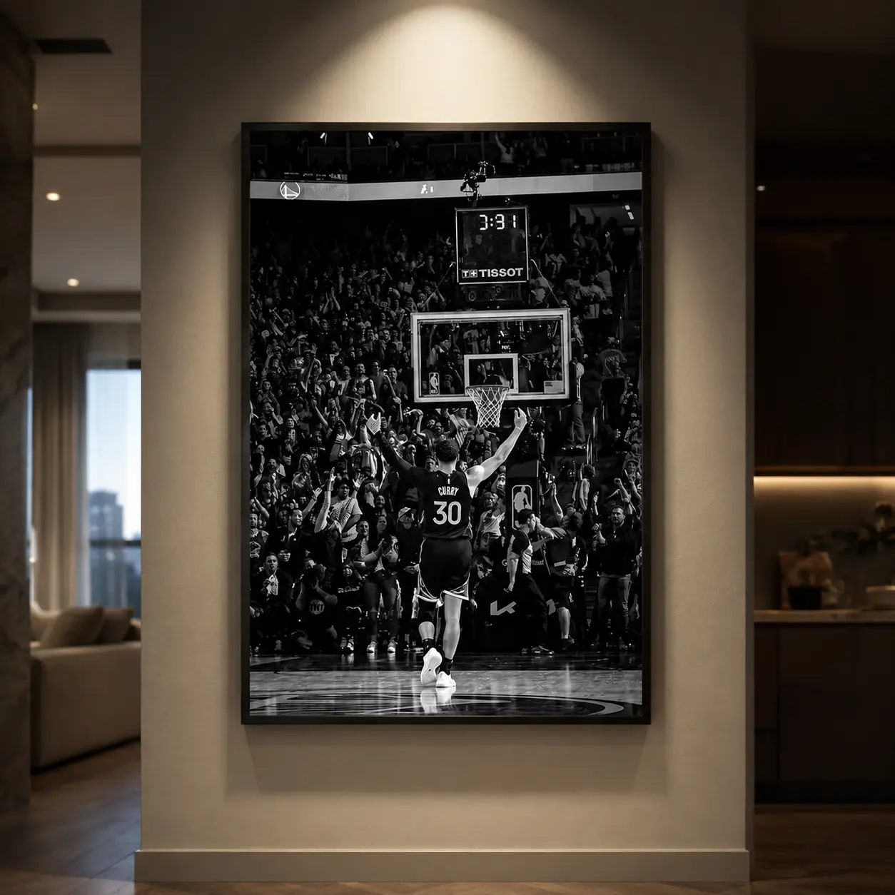 Curry 30 Basketball Print Poster, Stephen Curry Wall Art, Warriors Sports Poster Decor, Man Cave Gift and Game Room Art, Basketball Canvas Wall Decor for Bedroom Dorm Office Gym, Sports Fan Room Decoration, Gift for Basketball Fans Men Teens