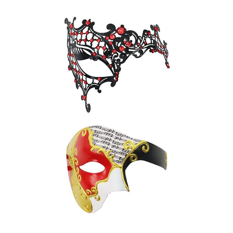 Venetian Carnival Half Face Mask, Rhinestone Phantom of the Opera One-Eye Mask for Couples & Masquerade Party