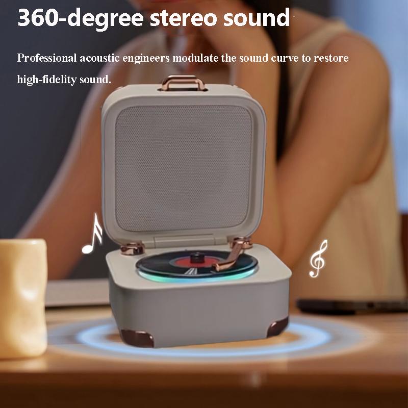 2026 New Mini Classic Vintage Bluetooth Speaker Retro Hifi Music Box Vinyl Record Player Design Soundbar Colorful Ambient Light with Mic 2026 New Mini Classic Vintage Bluetooth Speaker Retro Hifi Music Box Vinyl Record Player Design Soundbar Colorful Ambient Light with Mic