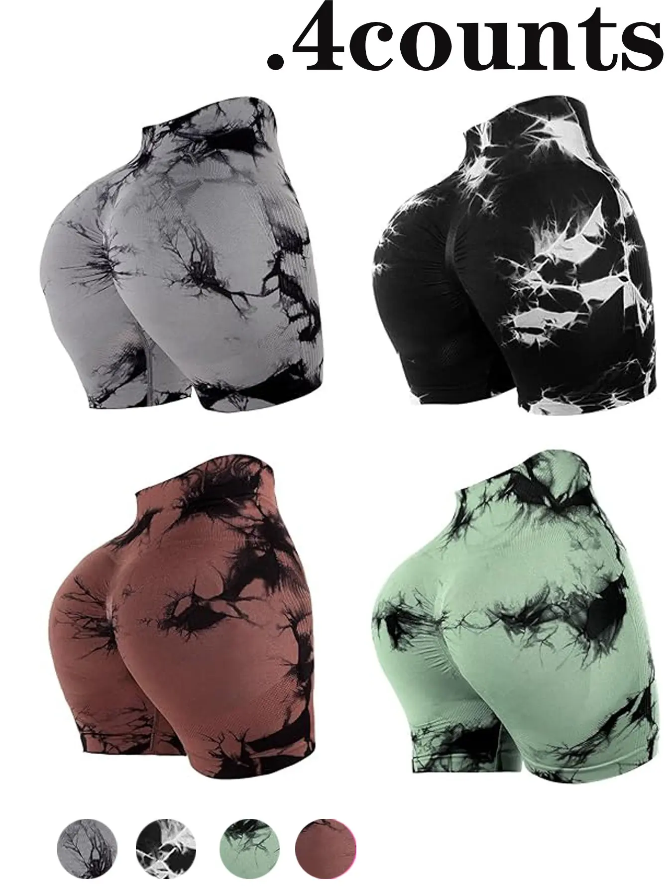 Women's Sporty High Waist Yoga Shorts, Tie-Dye Seamless Butt Lifting Cycling Shorts, Ideal for Running, Gym, Tennis, Hiking, Outdoor Sports Shorts, Fitness Shorts, Athletic Workout Shorts