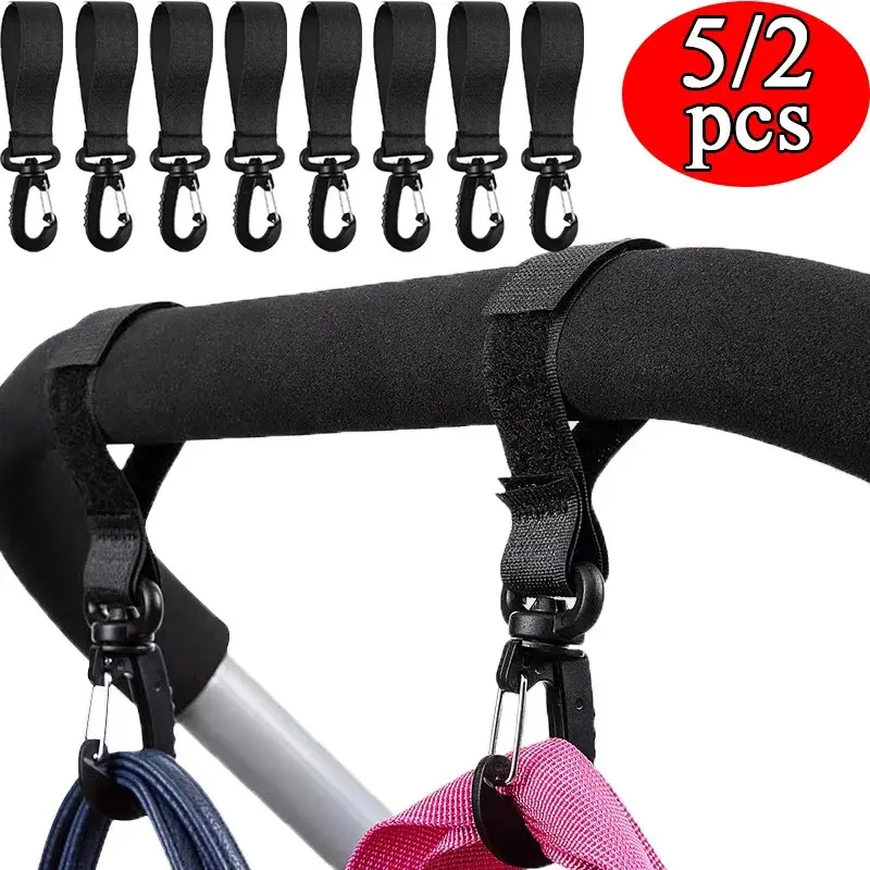 2/5pcs Stroller Hook Buckle Clip, Aluminum Alloy Carabiner, Cart Organizer, Diaper Bag, Shopping Pram Hook, Stroller Hanger