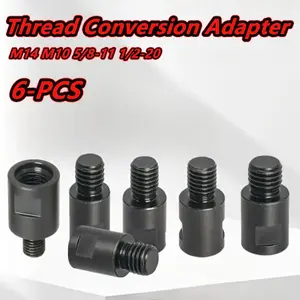 6-Piece Thread Conversion Adapter Set, High-Quality Metal Polisher Interface Converter Kit, Includes M14-M10, M14-5/8-11, 5/8-11-M14, 5/8-11-M10, M14-1/2-20 Tools