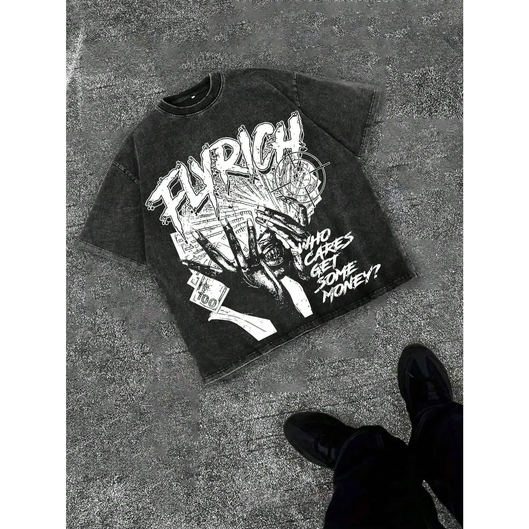 230g Pure Cotton T-Shirt Who Cares Get Some Money Print, Suitable For Men's Casual, Comfortable, And Fashionable T-Shirt, Street Style Cotton
