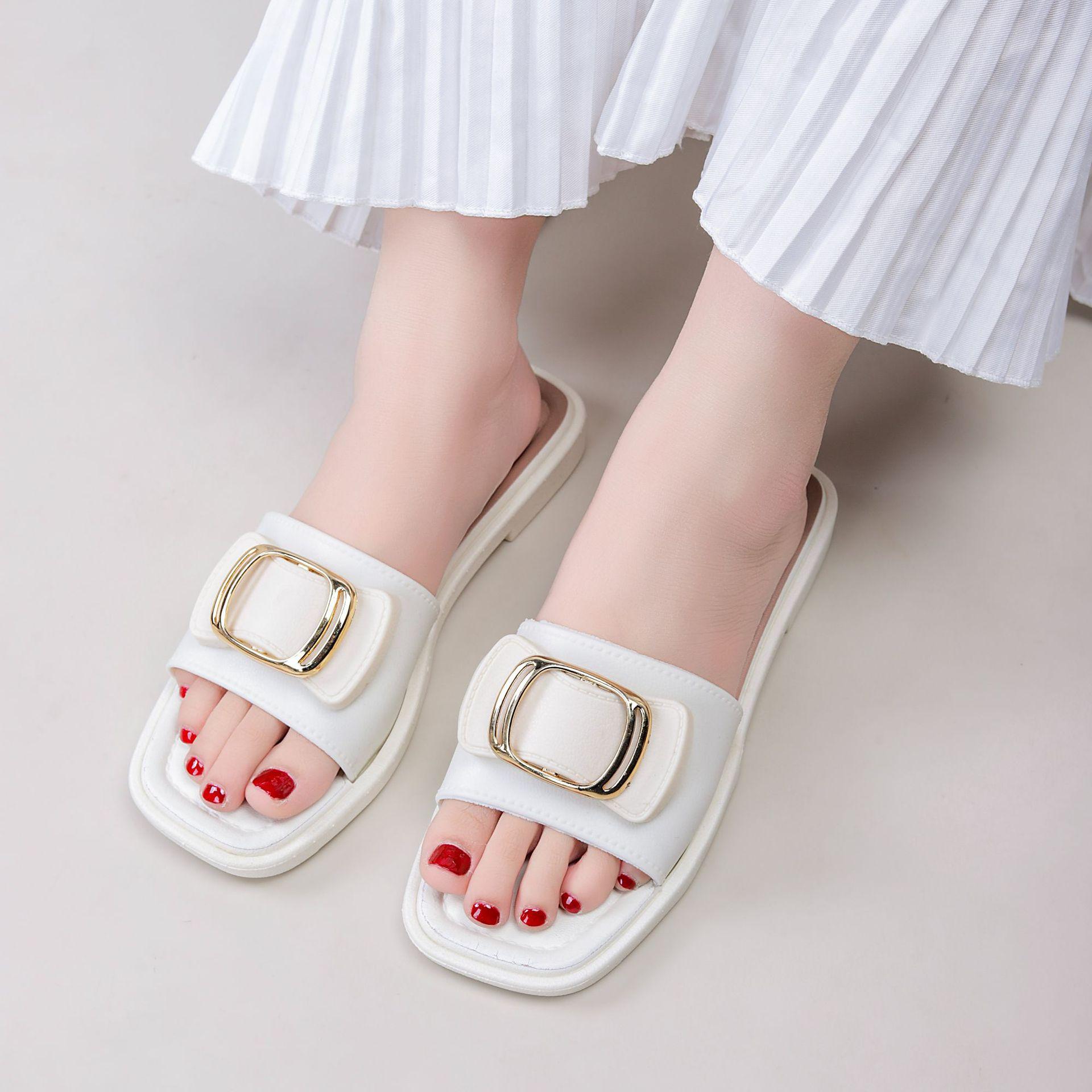 New summer bowknot women's sandals for outdoor wear, non-slip soft-soled flat fashionable home and outdoor slippers