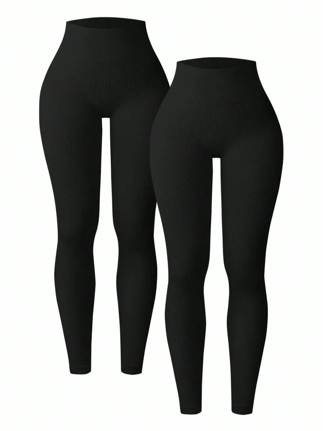 Women's High Waisted Seamless Yoga Pants Set, Sporty Striped Tight-Fitting Workout Leggings, Gym and Yoga Essential Clothes