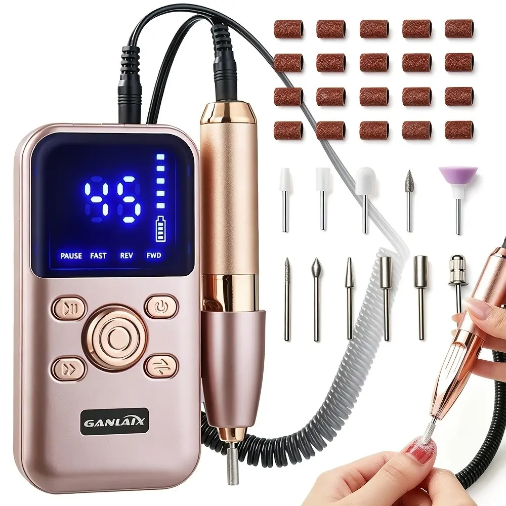 Professional Nail File Machine, Portable Nail Polisher, Nail Care Tool, Salon-Level Manicure Experience, 45-Speed Settings, LED Display, 1800mah Battery