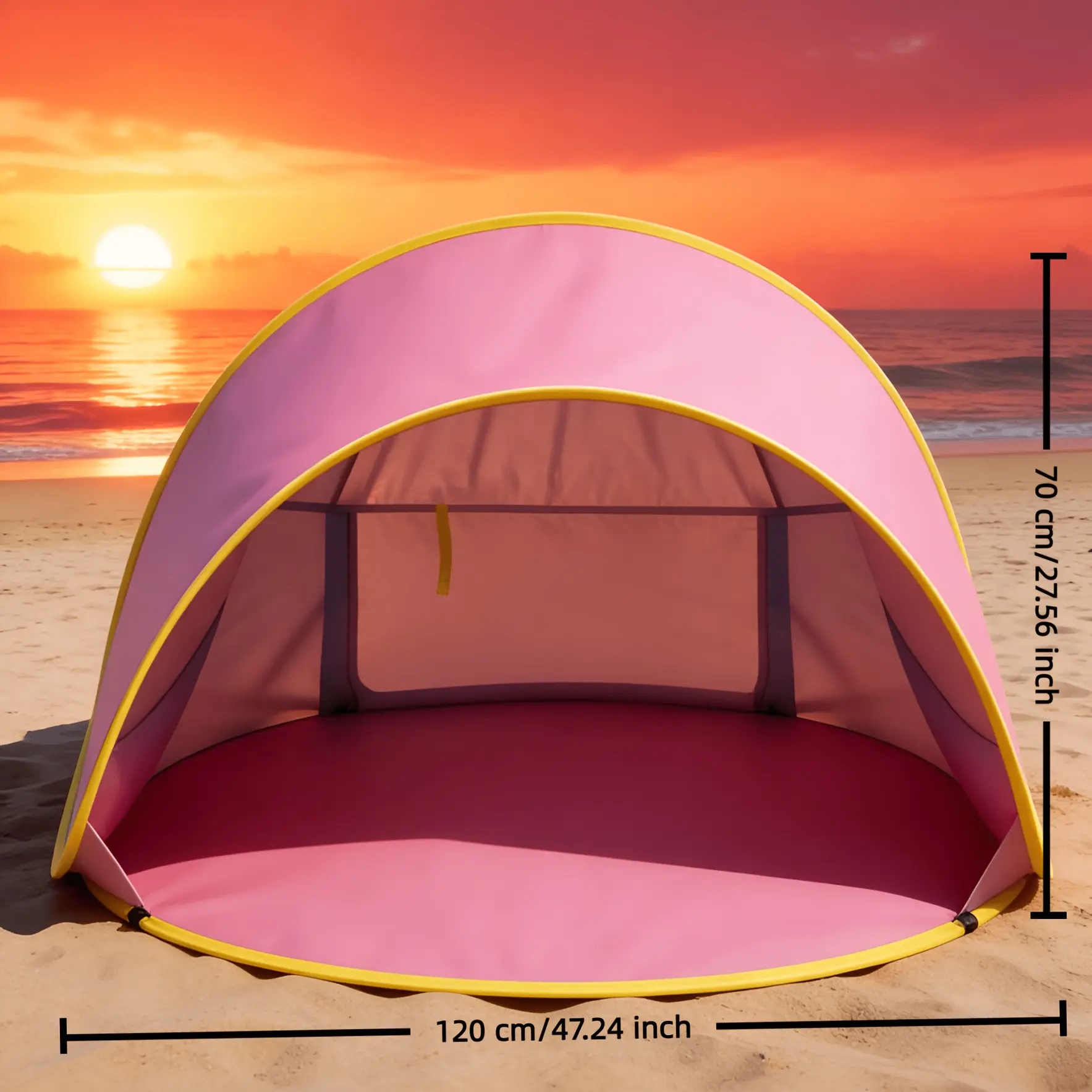 [UV Protection] Pop-Up Portable Beach Sun Shelter Tent Lightweight Outdoor UV Protection Canopy for Family Camping Beach Trips Fast Setup