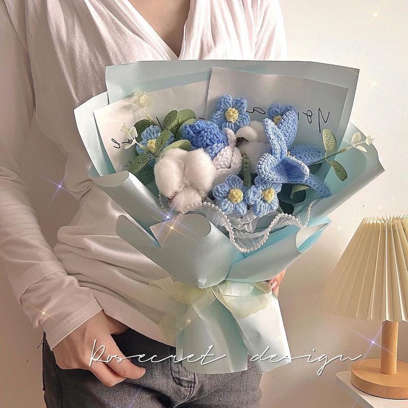 Handheld Rose & Tulip Bouquet | Woven Artificial Flowers | Perfect Birthday & Party Gift for Her