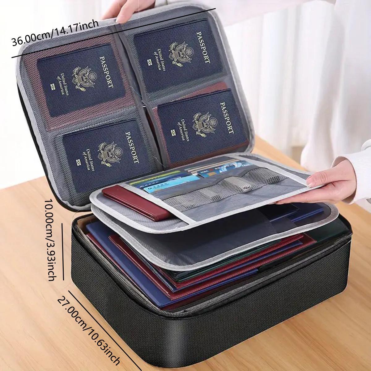 Small Fireproof Storage Organizer Case with Lock(11"x 10"x 4"), 3-Layer Soft Money Safe Coin Organizer Wallet Bag for Cash,Card,Passport,Check,Bill,Travel Home Organizer Carrying Case,Bag with Lock,Fireproof 3-Layer File Storage Case with Water-Resistant