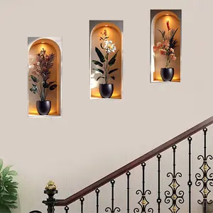 3 Piece Set Realistic 2D Tropical Plant Wall Stickers, Exotic Leaf Floral Decor, Bohemian Aesthetic for Living Room Bedroom Hallway