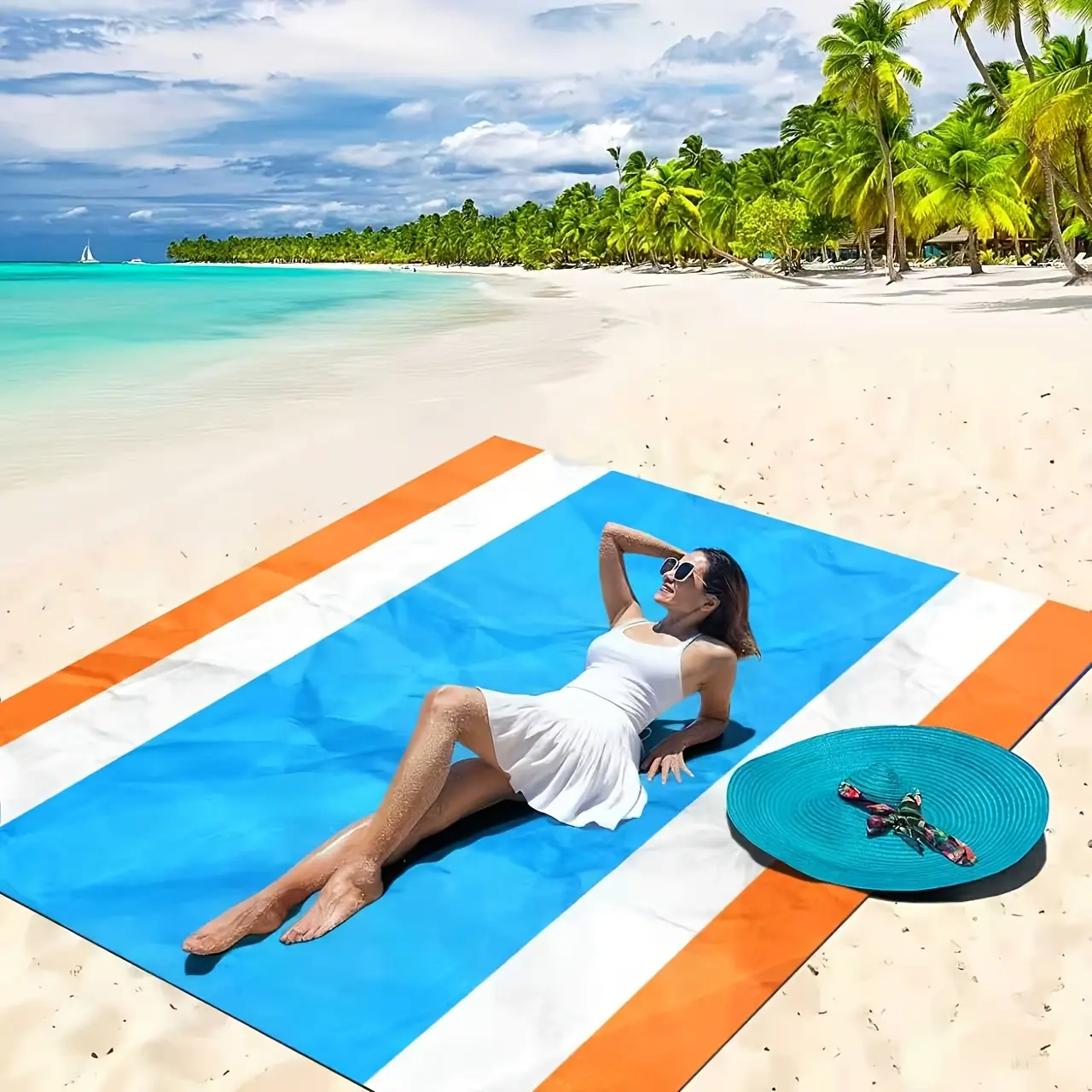 Picnic Beach Blanket 4-7 Adults Oversized Lightweight Sandproof Beach Blanket Large Picnic Mat Beach Blanket for Beach Travel Camping Hiking