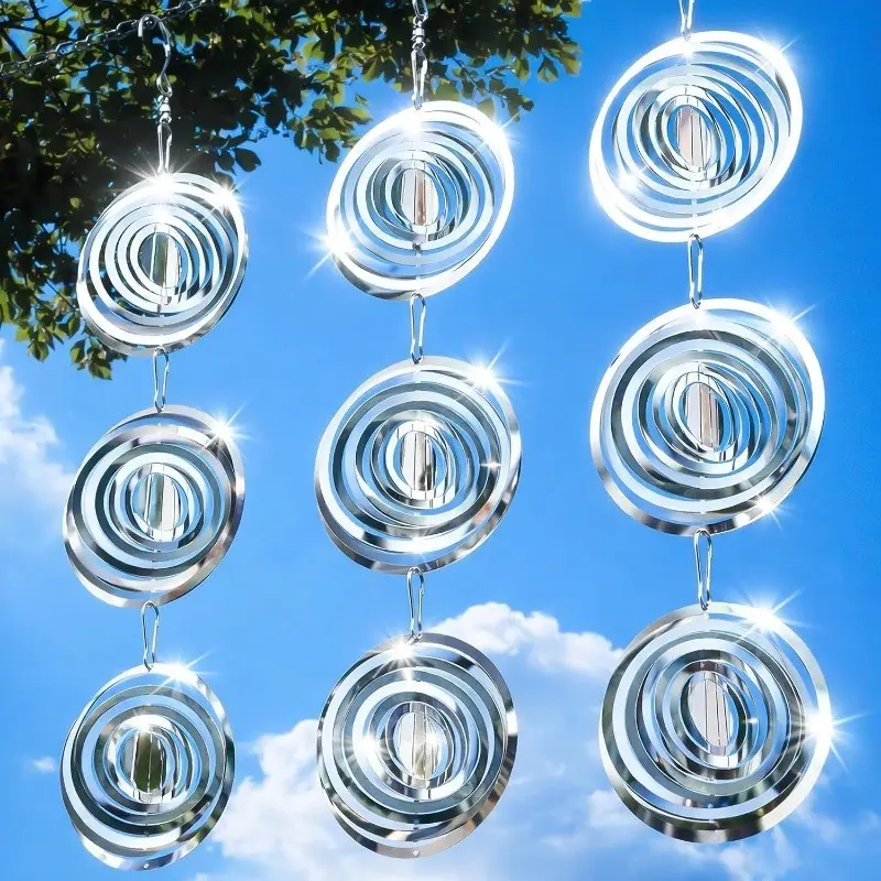 Outdoor Bird Deterrent, Reflective 3D Stainless Steel Wind Spinner, Garden Decoration, Garden Accessory, Bird Scare Device, Keeps Birds Away From Home, Patio, Orchard