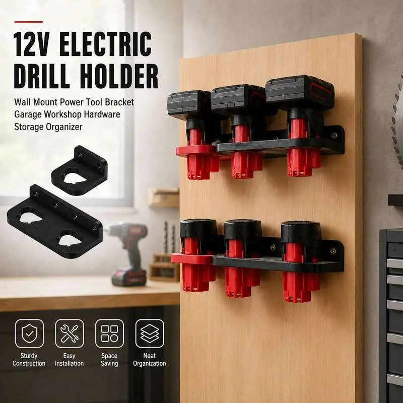 Wall Mount Power Tool Battery Holder Lithium Battery Storage Rack Workshop Tool Organizer Bracket
